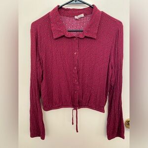 Sky and Sparrow burgundy long sleeve blouse